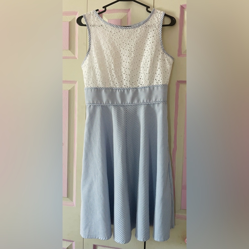 Lacey Blue & White Striped Dress